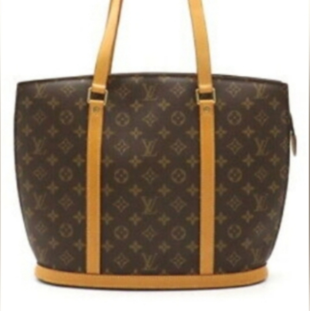 Louis Vuitton Authentic Babylon Tote Monogram Brown Canvas Authentic Tan Leather